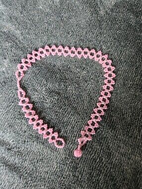 Pink Beaded Floral Choker Necklace